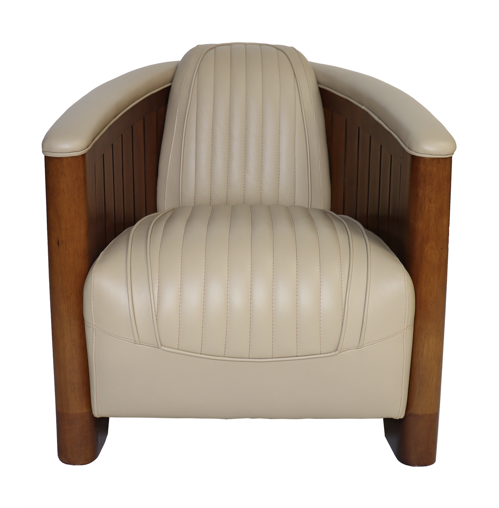 Fauteuil Club CANOE, cuir beige