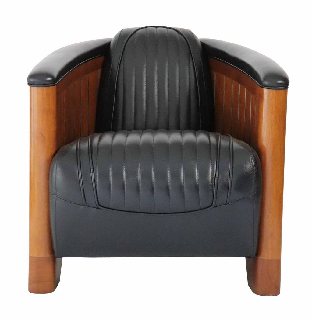 Fauteuil Club CANOE, cuir noir