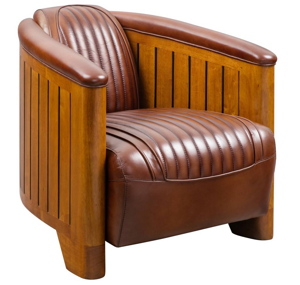 Fauteuil Club CANOE, cuir vintage