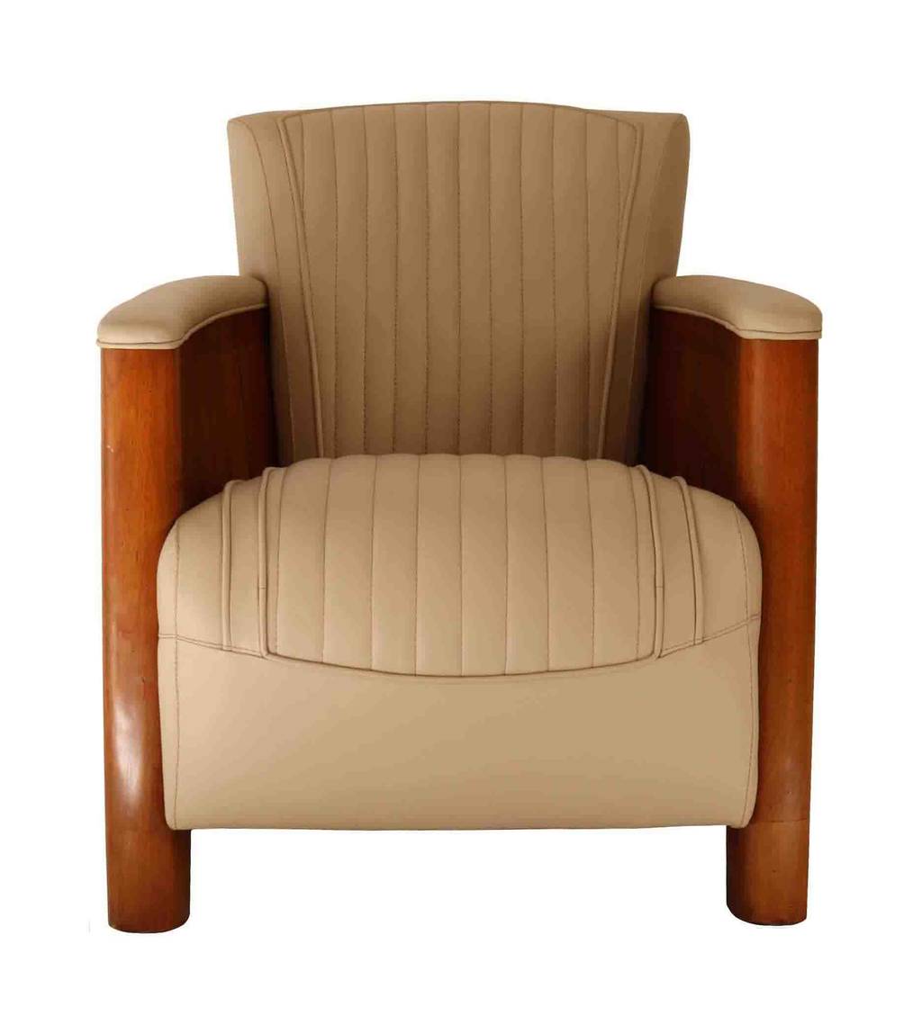 Fauteuil club COGNAC, cuir beige