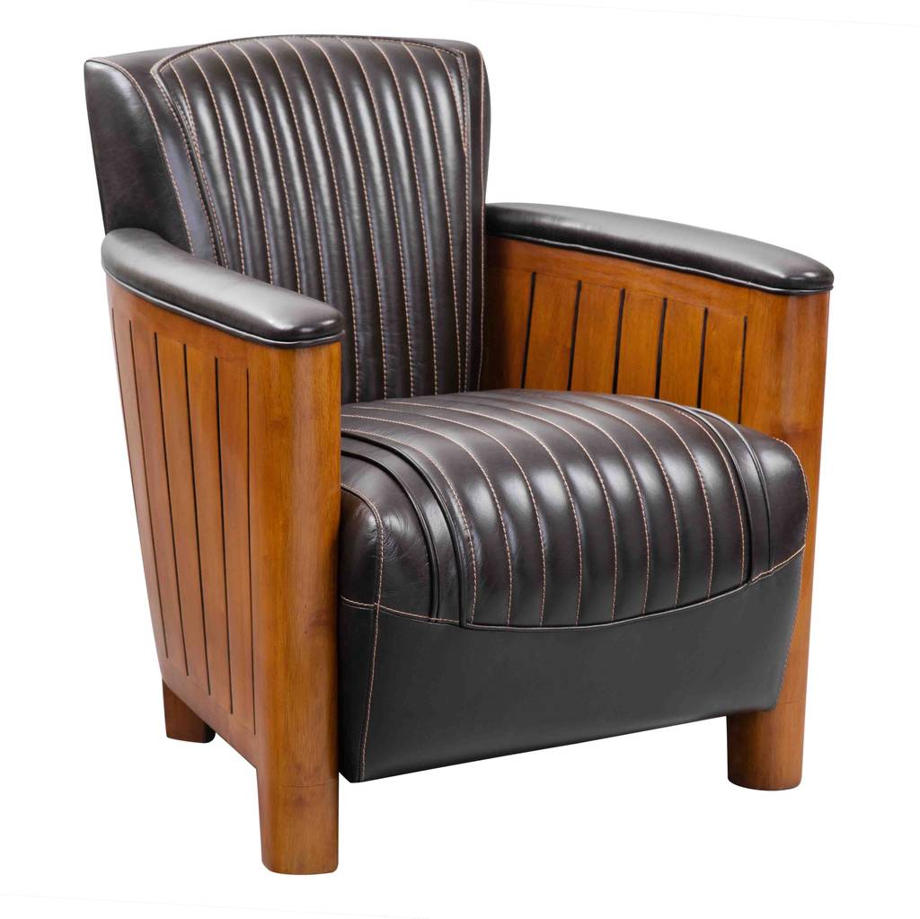 Fauteuil club COGNAC, cuir marron foncé