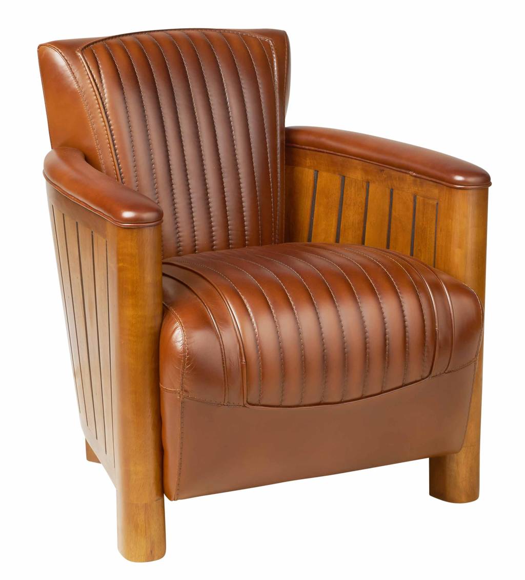 Fauteuil club COGNAC, cuir vintage