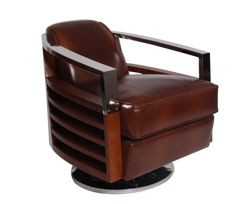 Fauteuil pivotant MADISON, vintage noyer