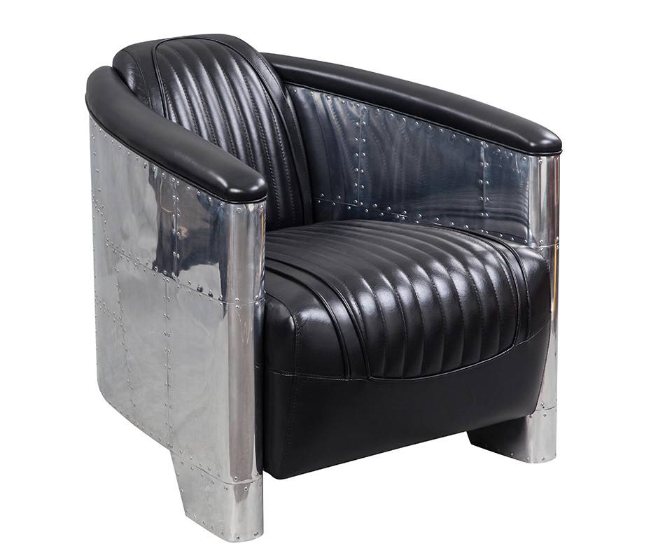 Fauteuil Club DC3, cuir noir