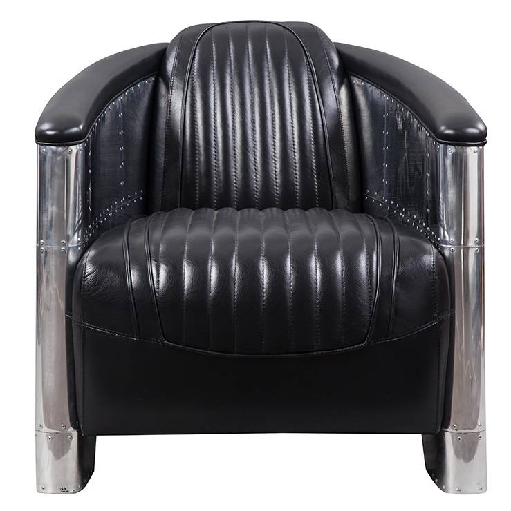 Fauteuil Club DC3, cuir noir