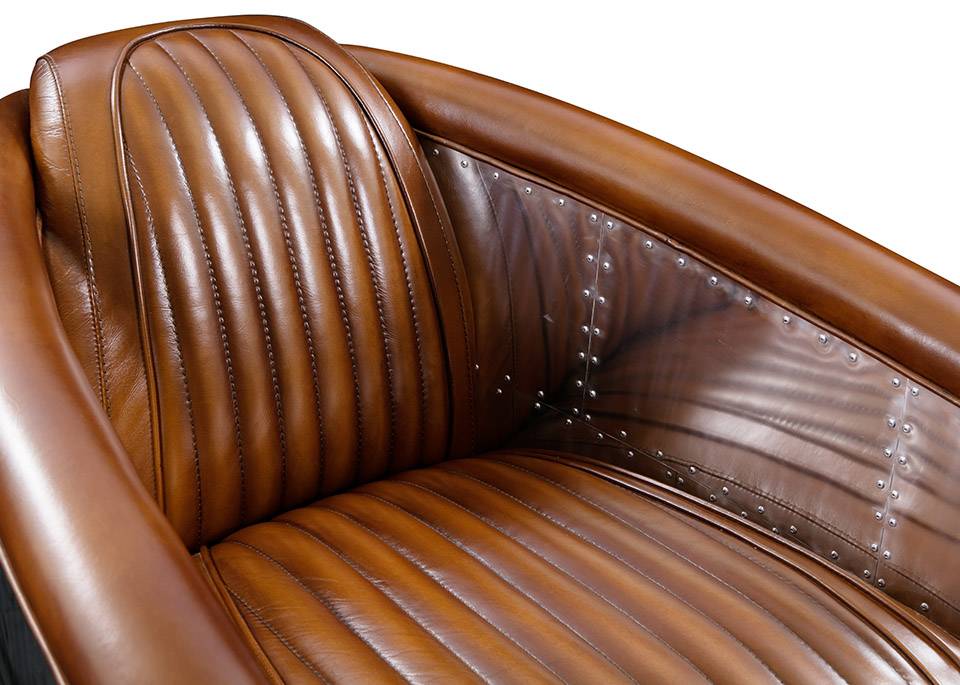 Fauteuil Club DC3, cuir vintage
