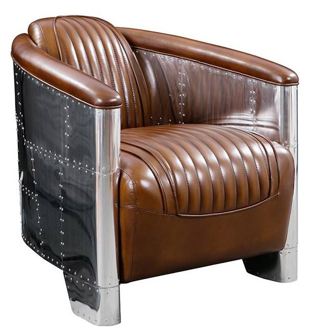 Fauteuil Club DC3, cuir vintage