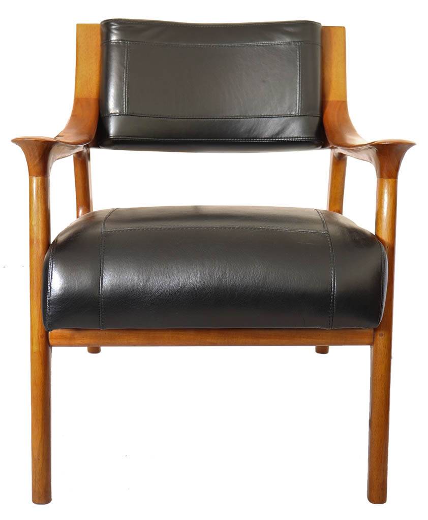 Fauteuil BERFEN, cuir noir