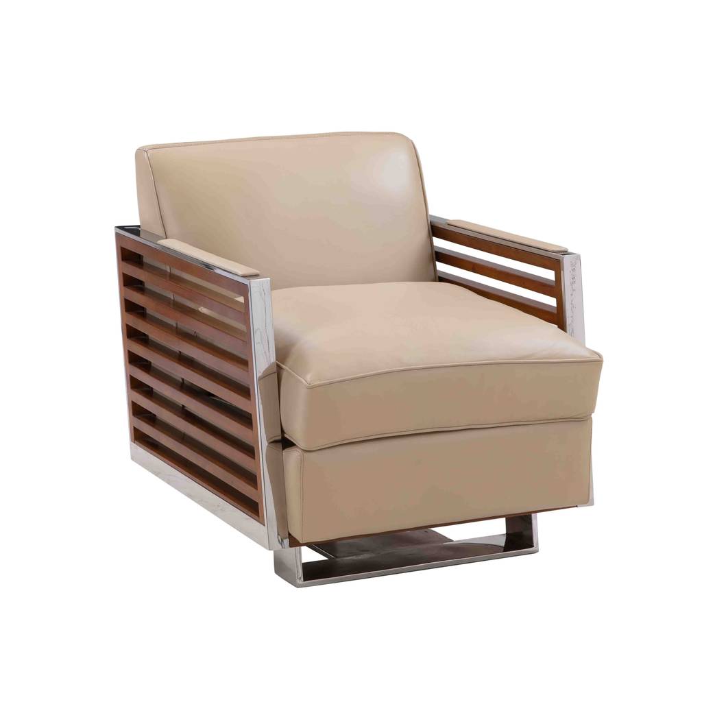 Fauteuil TORINO, cuir beige