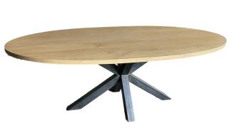 Table ovale chêne, pied mikado