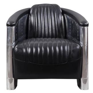 Fauteuil Club DC3, cuir noir